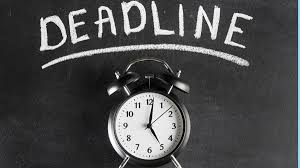 Picture of old fashioned alarm clock and above it, the word "Deadline"