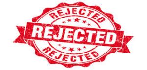 Red stamp that says "rejected" three times